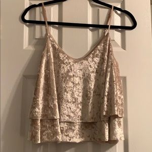 champagne crushed velvet tank